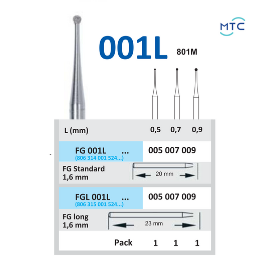 Mini head ROUND bur 001L- راوند بير صغير الراس