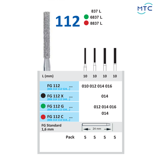 Crown & Bridge FLAT-END FISSURE bur 112- فلات ايند فشر بير