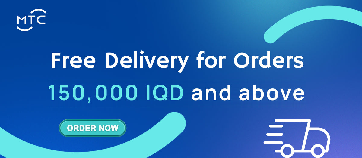 Free delivery for orders 150,000 IQD and above — توصيل مجاني للطلبات 150,000 دينار فما فوق
